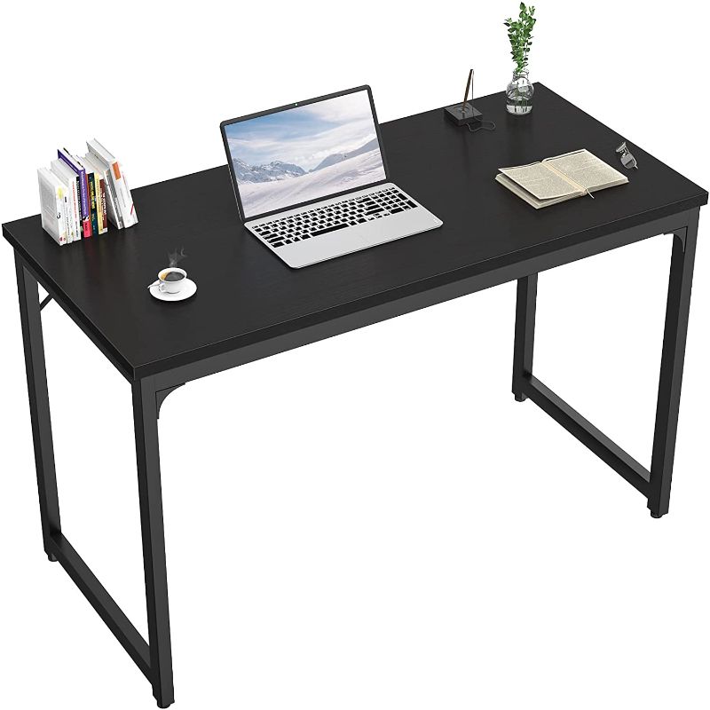 Photo 1 of Foxemart Writing Computer Desk Modern Sturdy Office Desk PC Laptop Notebook Study Table for Home Office Workstation, Black
