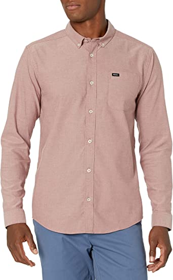 Photo 1 of RVCA Men's Slim Fit Long Sleeve Oxford Stretch Woven Button Up Shirt (M)
