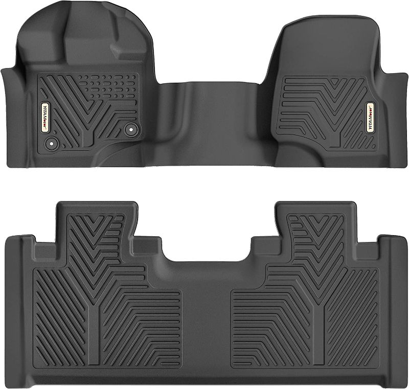 Photo 1 of YITAMOTOR Custom Fit Floor Mats Compatible with 2015-2022 Ford F-150 SuperCab/Extended Cab with 1st Row Bench Seats Only, All Weather Protection 2 Row Floor Liner Set Black
