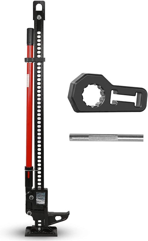 Photo 1 of WEIZE Farm Jack, 48" Off-Road High Lift Jack with Handle Keeper & Pin, 3 Tons Capacity, Cast and Steel, Black
