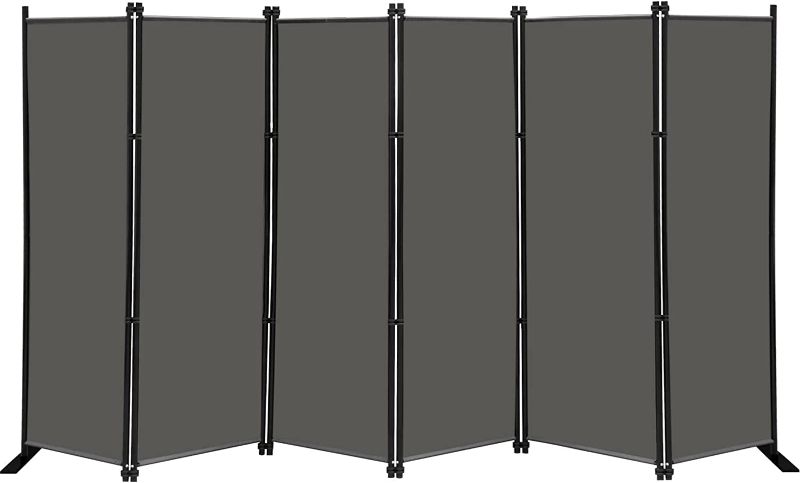 Photo 1 of 6 Panel Folding Privacy Screen, 10 ft. Extra Wide Partition Room Divider Portable Office Walls Dividers Room Separator, Grey
