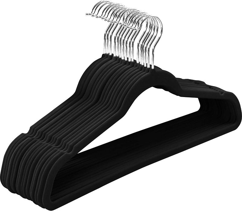 Photo 1 of  Velvet Hangers 15 Pack - Non-Slip & Durable Clothes Hangers - Black Hangers with 360 Degree Rotatable Hook - Heavy Duty Coat Hangers
