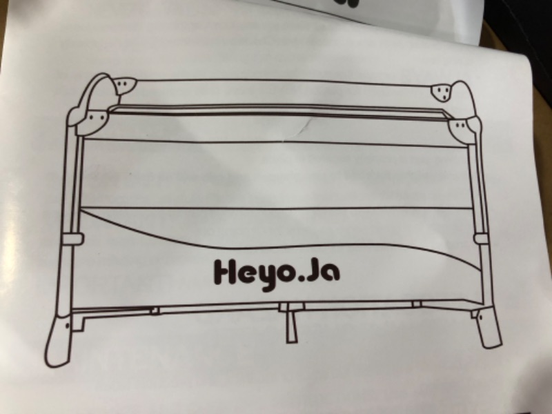 Photo 1 of Heyo.Ja Portable Baby Playard, 4 in 1 Convertible Pack and Play with Bassinet, Nursery Center with Comfortable Mattress, 5 Height Adjustable Bedside Crib, Starry Sky Fence grey 