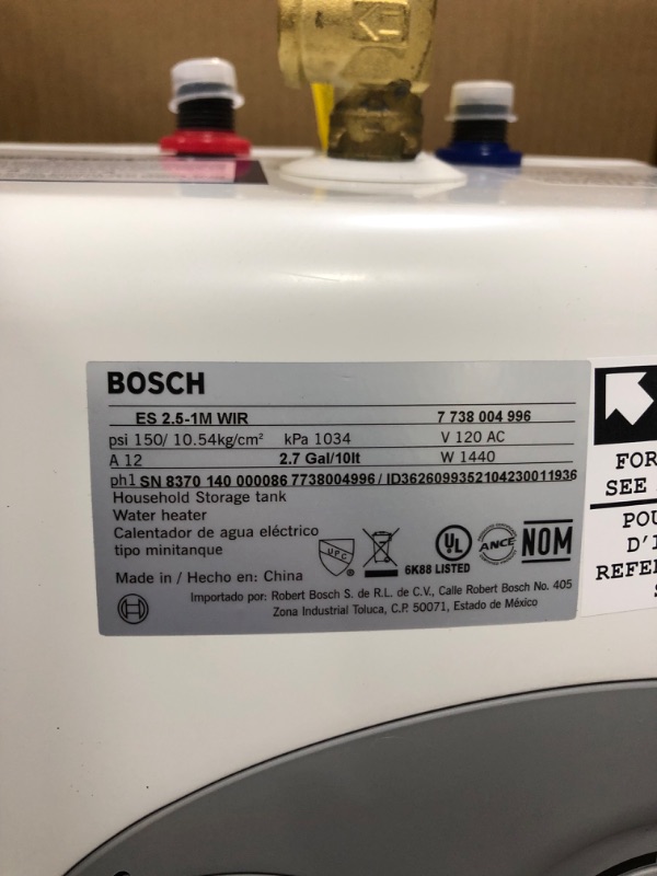 Photo 5 of Bosch Tronic 3000 2.5 Gal. Electric Water Heater
