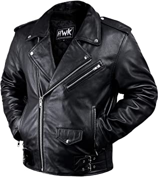 Photo 1 of Leather Motorcycle Jacket For Men Moto Riding Cafe Racer Vintage Brando Biker Jackets CE Armored (L)
