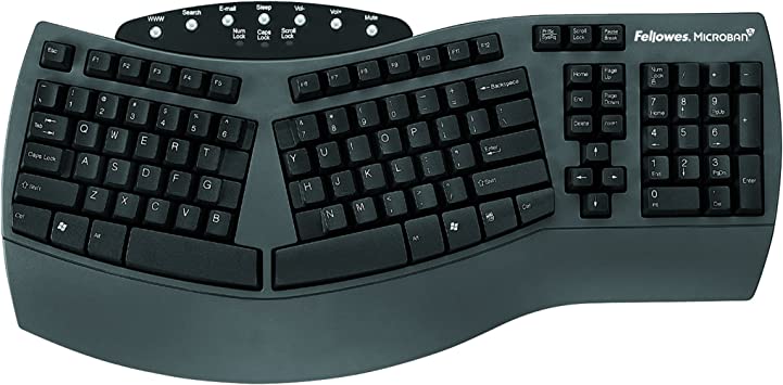 Photo 1 of Fellowes Microban Split Design Wired Keyboard, Dark Gray - FEL9891503
