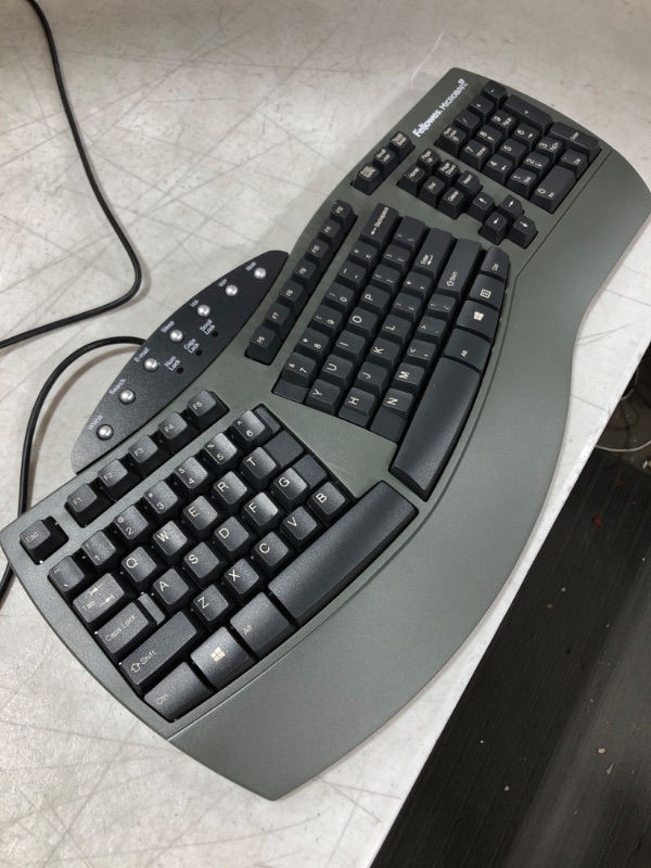 Photo 2 of Fellowes Microban Split Design Wired Keyboard, Dark Gray - FEL9891503
