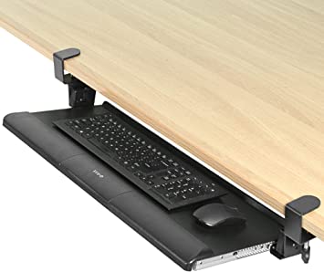 Photo 1 of VIVO Large Tilting Keyboard Tray Under Desk Pull Out with Extra Sturdy C-Clamp Mount System, 27 (34 Including Clamps) x 11 inch Slide-Out Platform Computer Drawer for Typing, Black, MOUNT-KB07T
