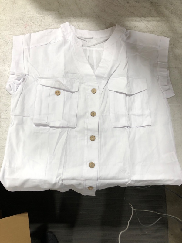 Photo 1 of White button down sleeveless shirt (M)