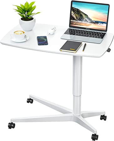 Photo 1 of Mobile Standing Desk Height Adjustable Pneumatic Rolling Sit Stand Desk Small Laptop Desk Cart Riser Mobile Podium for Home Office & School
