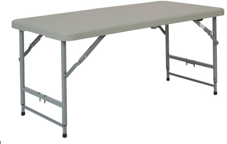 Photo 1 of 4" Long Height Adjustable Fold in Half Resin Multi Purpose Table Gray - OSP Home Furnishings

