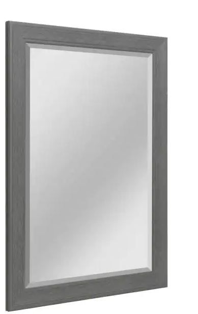 Photo 1 of 41.5 in. H x 29.5 in. W Classic Woodgrain Textured Gray Rectangle Framed Beveled Edge Bathroom Vanity Wall Mirror
