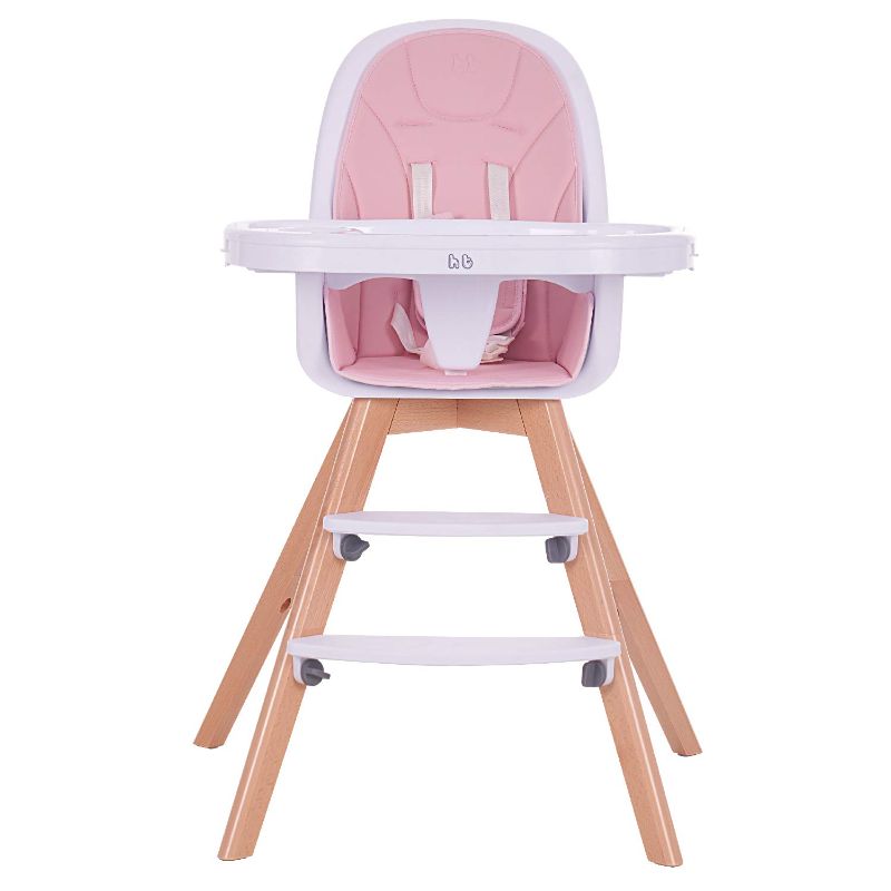 Photo 1 of Baby High Chair with Double Removable Tray for Baby/Infants/Toddlers, 3-in-1 Wooden High Chair/Booster/Chair | Grows with Your Child | Adjustable Legs | Modern Wood Design | 
