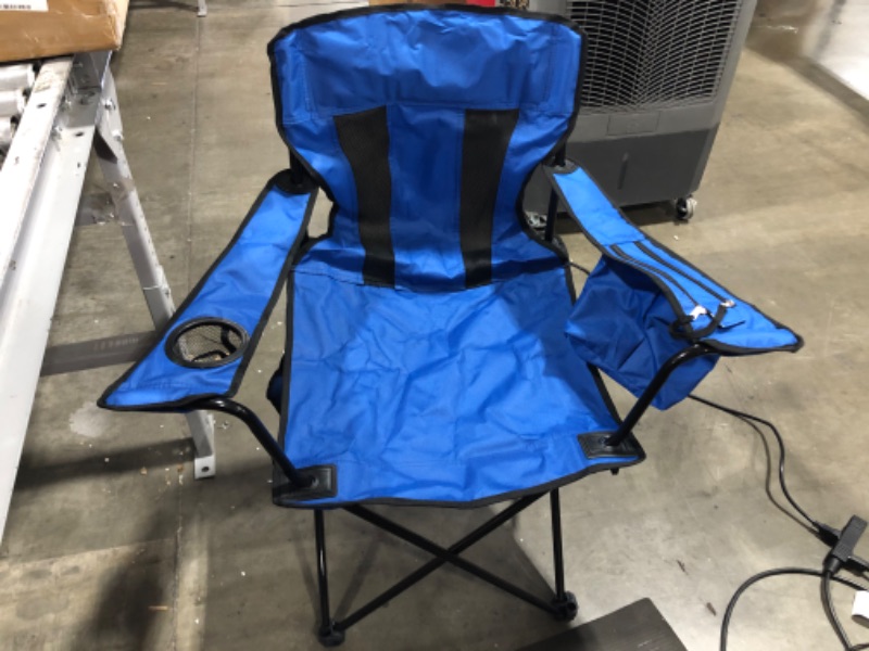 Photo 2 of Amazon Basics Folding Mesh-Back Outdoor Camping Chair With Carrying Bag Blue
