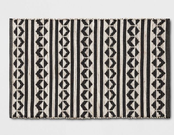 Photo 1 of 2'6"x4' Geometric Woven Accent Rug Black - Project 62™

