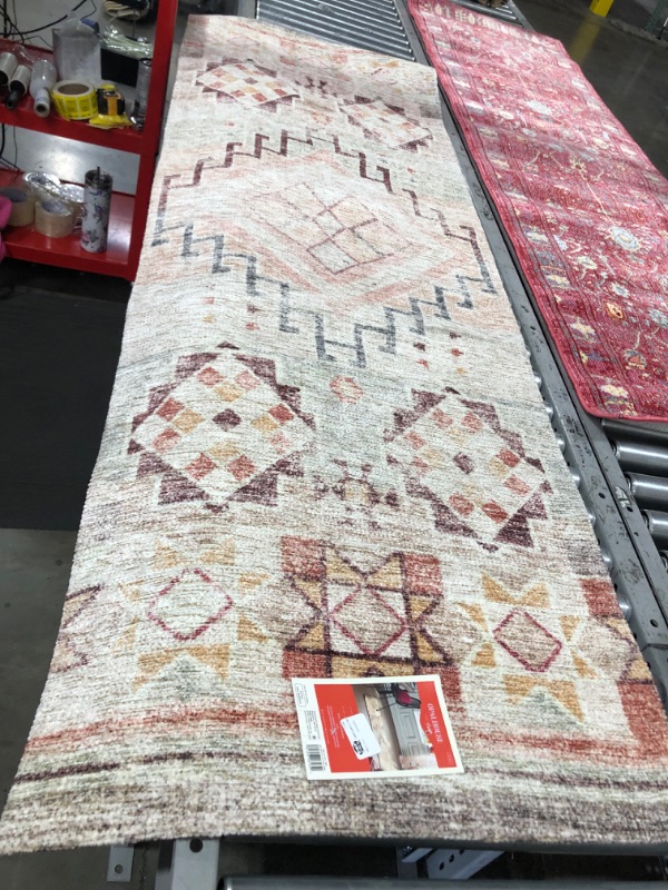 Photo 2 of 2'4"x7' Runner Distressed Geo Persian Style Rug Blush - Opalhouse™

