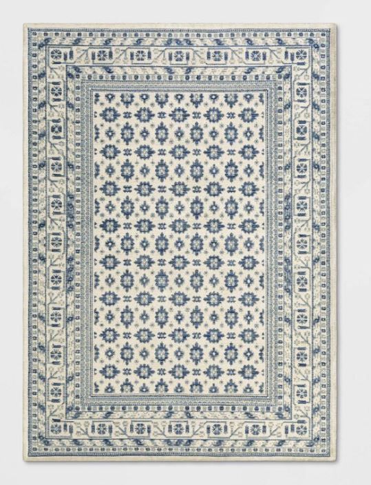 Photo 1 of 5'x7' Indoor Floral Woven Area Rug Ivory - Threshold™

