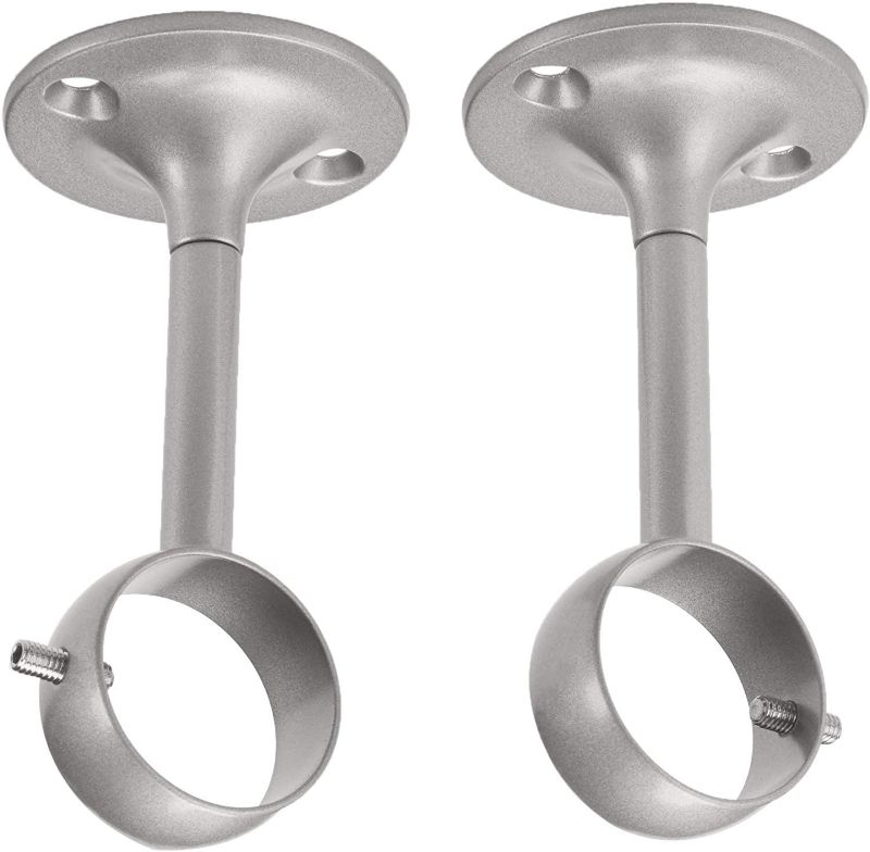 Photo 1 of Amazon Basics Curtain Rod Ceiling-Mount Bracket, Set of 2, Silver Nickel
