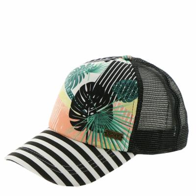 Photo 1 of Roxy Women's Baseball Caps True - Black & Green Stripe Floral Trucker Hat
