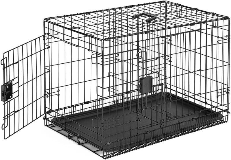 Photo 1 of Amazon Basics Foldable Metal Wire Dog Crate with Tray, Single or Double Door Styles
