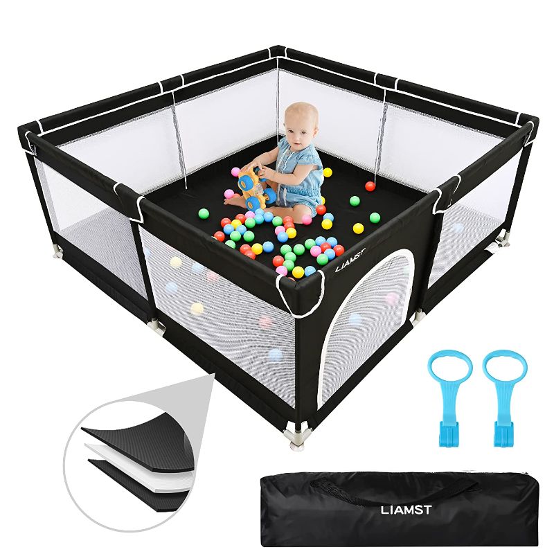 Photo 1 of Baby Playpen , Baby Playard, Playpen for Babies with Gate Indoor & Outdoor Kids Activity Center , Sturdy Safety Play Yard with Soft Breathable Mesh
