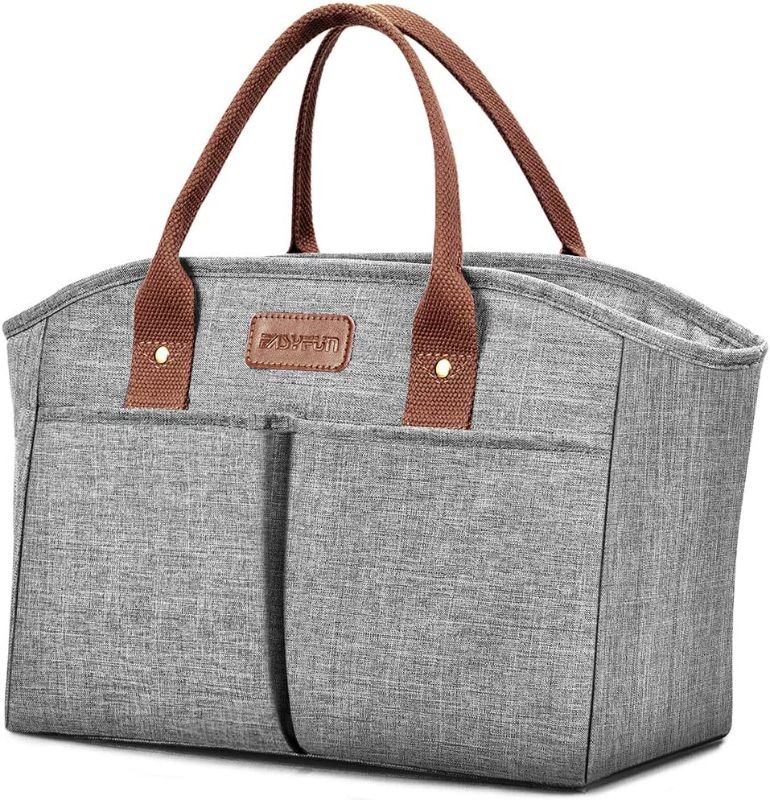 Photo 1 of Lunch Bags for Women Insulated Thermal Lunch Tote Bag Durable Large Lunch Box Container Drinks Holder for Adults Men Work College Picnic Beach Park, Grey
