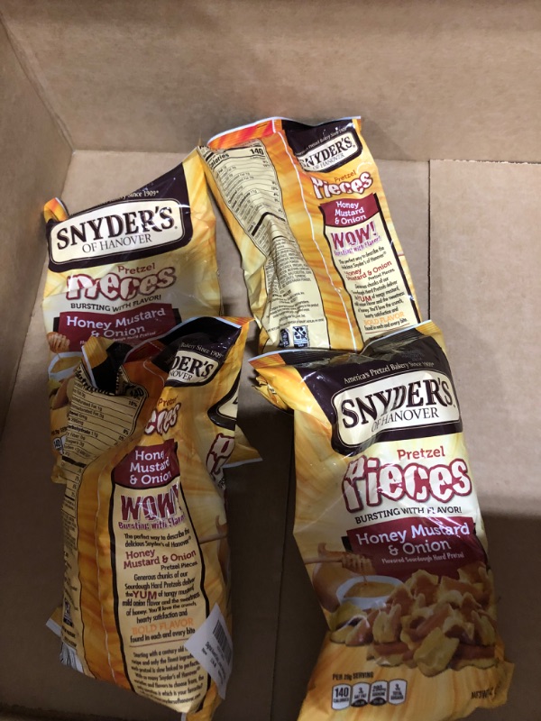 Photo 2 of 4pk of Snyders Pretzel Pieces, Honey Mustard & Onion - 12 Oz
BB: 07/30/2022