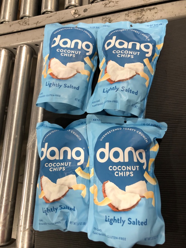 Photo 2 of 4pk of Dang Coconut Chips, Lightly Salted, Unsweetened - 3.17 Oz
BB: 07/14/2022
