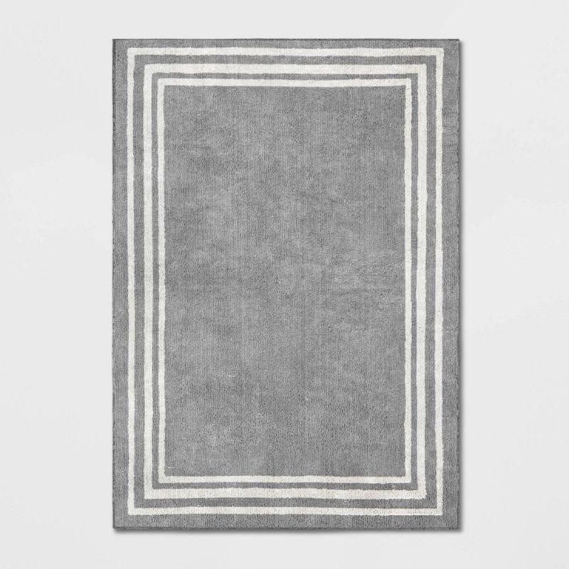 Photo 1 of 5'x7' Tetra Border Rug Gray - Threshold™
