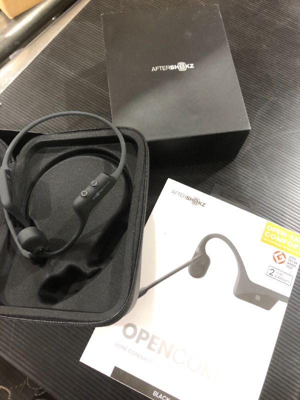 Photo 3 of Shokz OpenComm Bone Conduction Open-Ear Stereo Bluetooth Headset with Noise-Canceling Boom Microphone - Wireless Headset for Mobile Use, with Bookmark