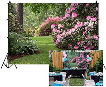 Photo 1 of 8x6ft Spring Garden Backdrop Countryside Field Backdrop Blooming Flowers Tea Party Decor Background Wedding Background Outdoor Picnic Spring Photo Background Nature Backdrops