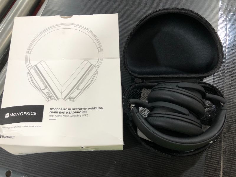 Photo 2 of Monoprice BT-300ANC Wireless Over Ear Headphones - Black with (ANC) Active Noise Cancelling, Bluetooth, Extended Playtime