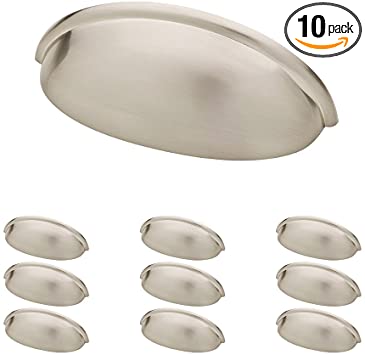 Photo 1 of Franklin Brass Brushed Nickel Bin Cup Pull, Cabinet Handles and Drawer Pulls for Kitchen Cabinets and Dresser Drawers, 3 Inch (76mm), 10-Pack, P34702K-SN-B, Cabinet Hardware