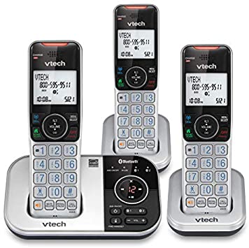 Photo 1 of VTECH VS112-3 DECT 6.0 Bluetooth 3 Handset Cordless Phone for Home with Answering Machine, Call Blocking, Caller ID, Intercom and Connect to Cell (Silver & Black)