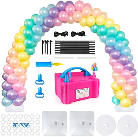 Photo 1 of Balloon Arch Kit and Balloon Pump, 9Ft Tall & 10Ft Wide Adjustable Balloon Arch Stand with Water Bases, 50 Balloon Clips, Knotter, Manual Pump for Wedding Baby Shower Graduation Birthday Party Supplies Decoration

BALLOONS NOT INCLUDED