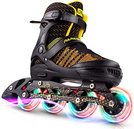 Photo 1 of PAPAISON Inline Skates for Boys and Girls with Full Light up Wheels, Beginner Adjustable Illuminating Roller Skates 