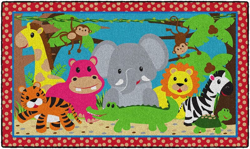 Photo 1 of Flagship Carpets Kids and Baby Non Slip Area Rug for Home Learning or Classroom Carpet, Playroom or Kids Bedroom Mat, 3' x 5', Cutie Jungle
