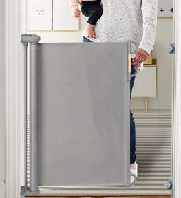 Photo 1 of Momcozy Retractable Baby Gate, Extra Wide Baby Safety Gates, Stairs Safe Gates for Baby and Pet,33" X 55", for Stairs, Doorways, Hallways
