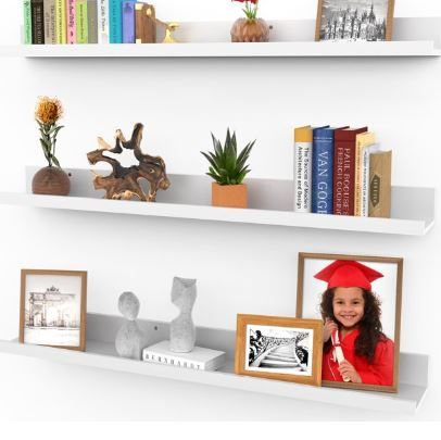 Photo 1 of 36 Inch Wall Shelves, Set of 3 White Shelves Icona Bay
