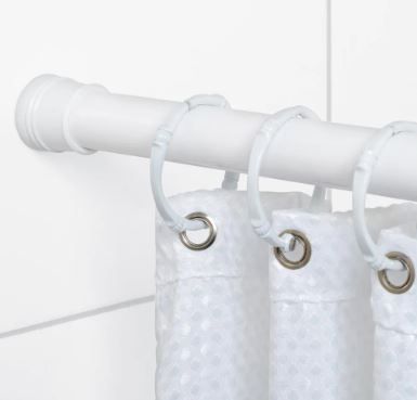 Photo 1 of Zenna Home NeverRust 44 in. to 72 in. Aluminum Adjustable Tension Shower Rod in White