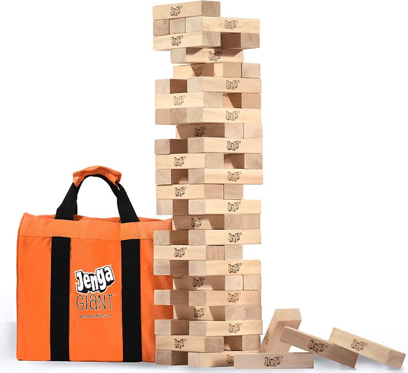 Photo 1 of Jenga Giant JS6 (Stacks to Over 4 Feet) Precision-Crafted, Premium Hardwood Game with Heavy-Duty Carry Bag (Authentic Jenga Brand Game)
