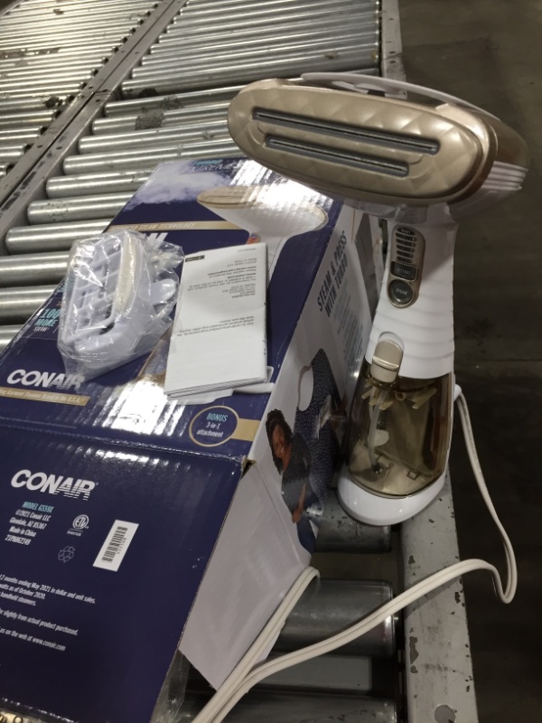 Photo 2 of Conair Turbo Extreme Steam Hand Held Fabric Steamer, White/Champagne, One Size
