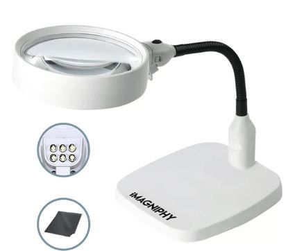 Photo 1 of 8X Extra Large 5.5 Inch LED Lighted Hands-Free Desktop Magnifier
