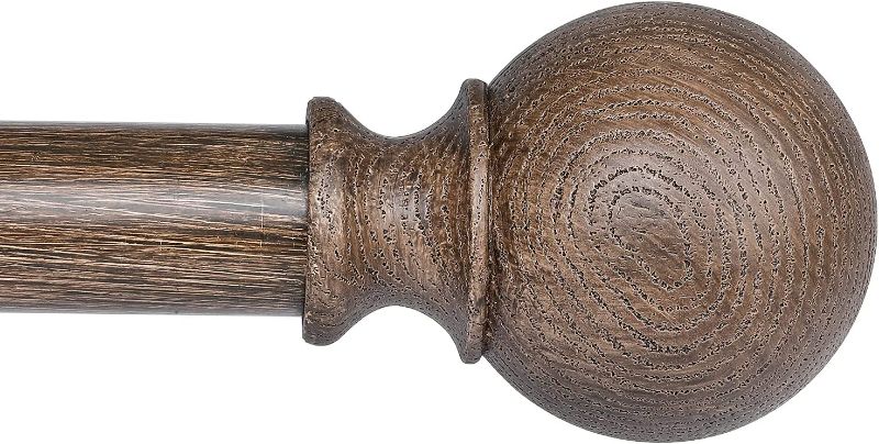 Photo 1 of BRIOFOX Curtain Rod Set 1 Inch Adjustable 28 to 48 Inches, Decorative Drapery Treatment Single Window Curtain Rods, Imitation Wood Grain 1 Pack
