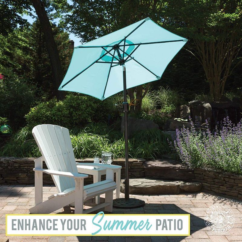 Photo 1 of 6 Ft Outdoor Patio Umbrella, Easy Open/Close Crank and Push Button Tilt Adjustment - Aqua Market Umbrellas
