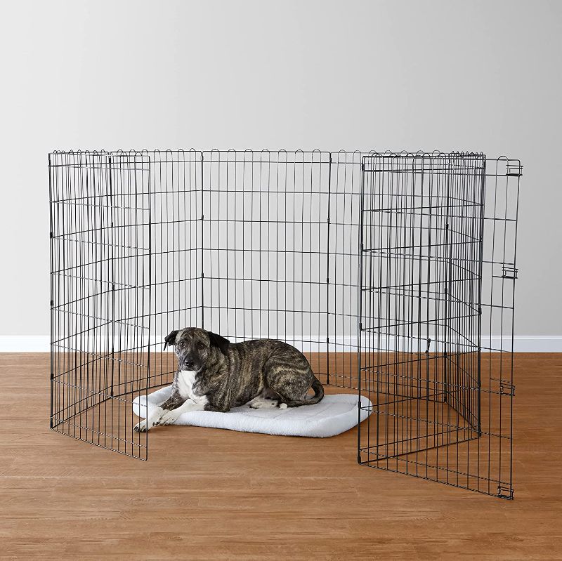 Photo 1 of Amazon Basics Foldable Metal Pet Dog Exercise Fence Pen - 60 x 60 x 42 Inches, Black
