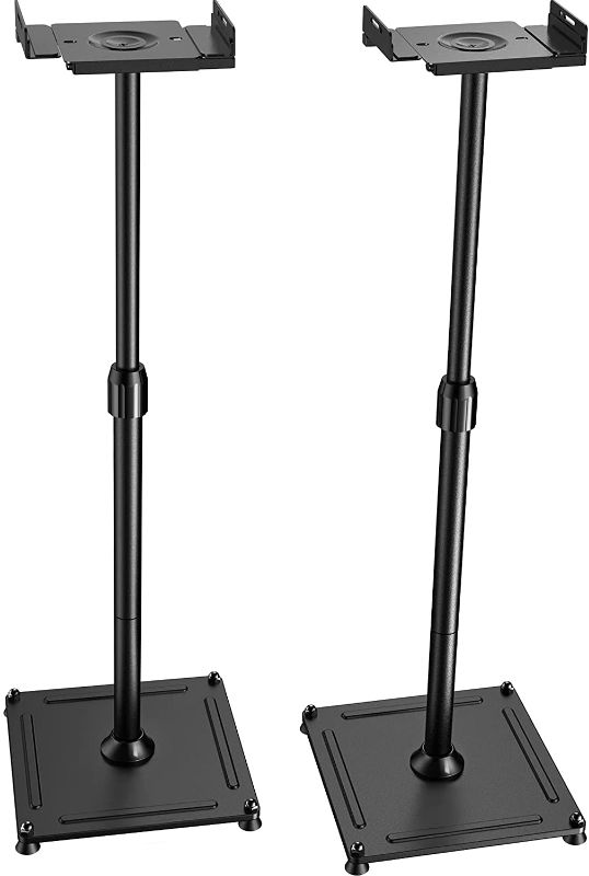 Photo 1 of PERLESMITH Universal Speaker Stands Height Adjustable Extend 18” to 43” Holds Satellite Speakers & Bookshelf Speakers up to 11lbs-1 Pair PSSS2 Black
