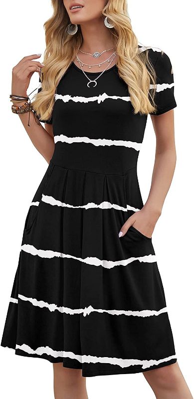Photo 1 of Women's Casual Flowy Pleated Loose Dresses with Pockets Large
