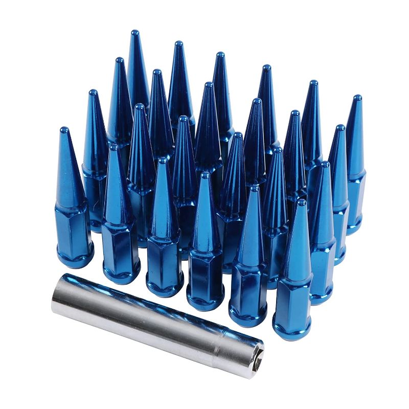 Photo 1 of  New Wheel Spike Lug Nuts (24pcs) with 1 Socket Key Blue