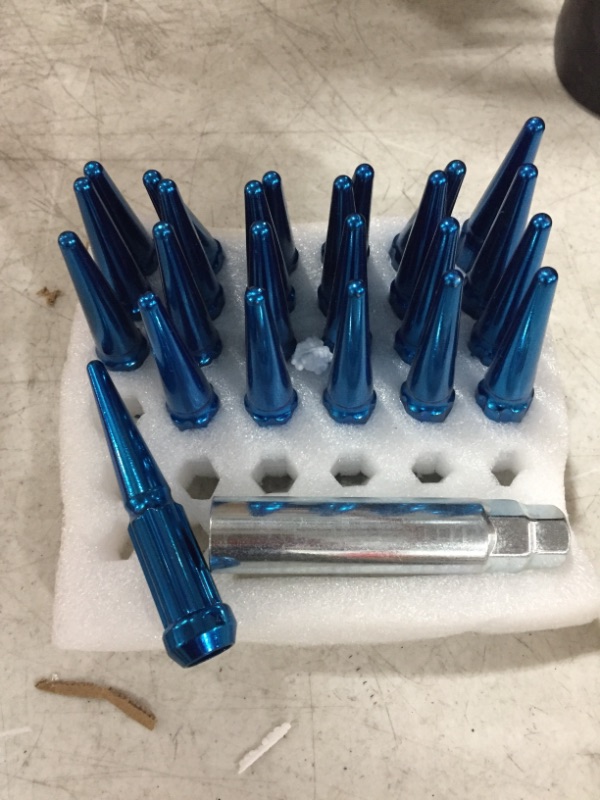 Photo 2 of  New Wheel Spike Lug Nuts (24pcs) with 1 Socket Key Blue